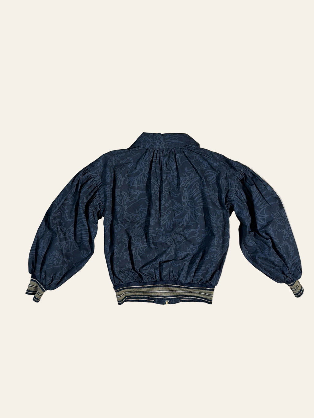 Vivienne Westwood Anglomania Japan Navy Jacquard Puff Sleeve Blouson Jacket
