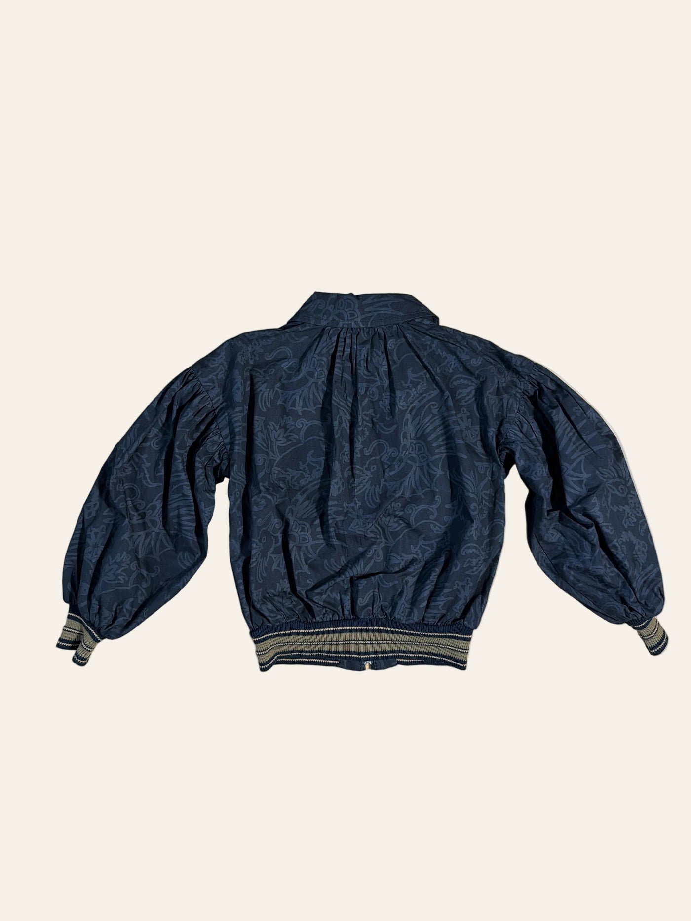 Vivienne Westwood Anglomania Japan Navy Jacquard Puff Sleeve Blouson Jacket