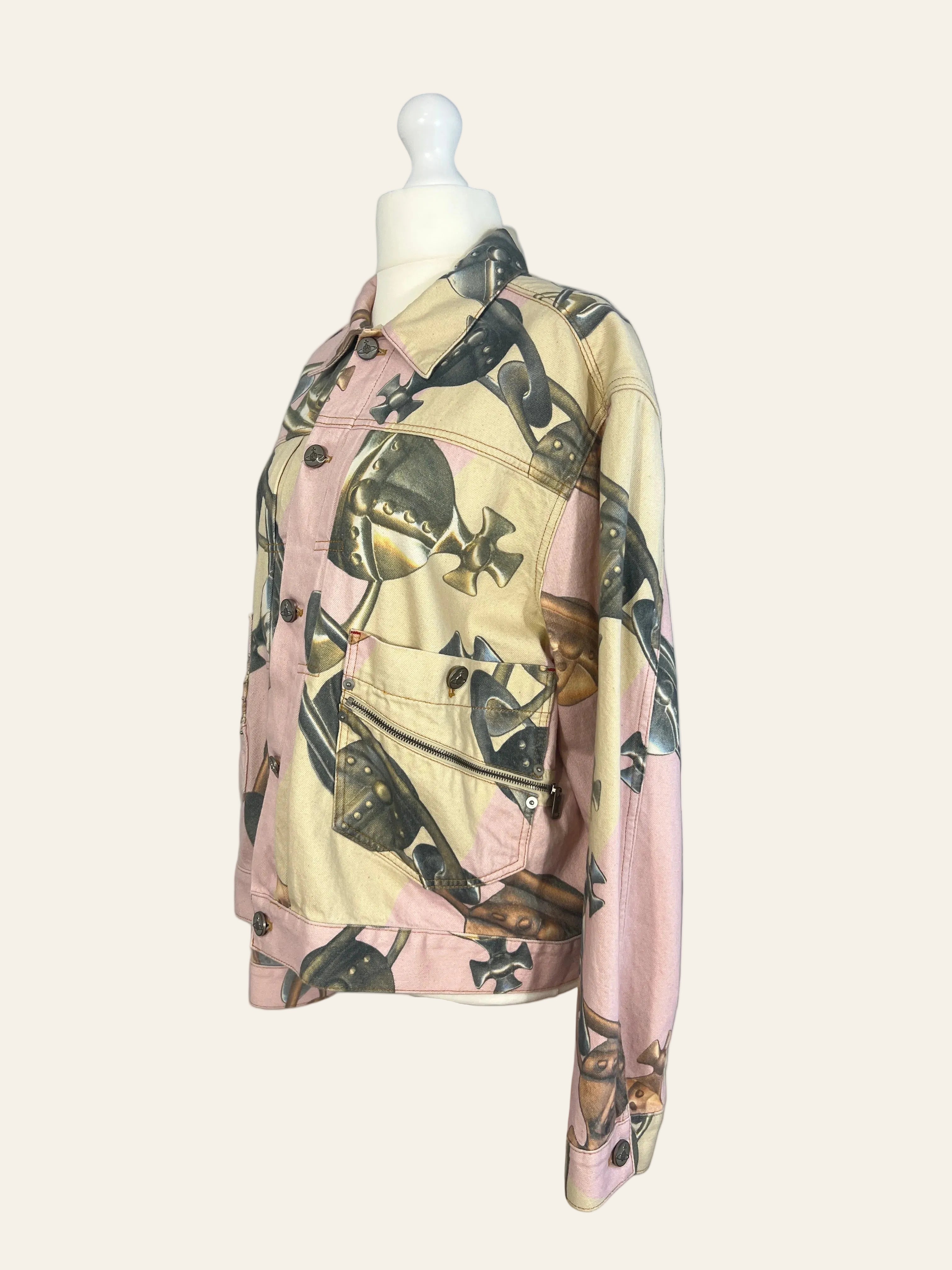 Vivienne Westwood Crazy Orb Printed Marlene Cropped Denim Jacket