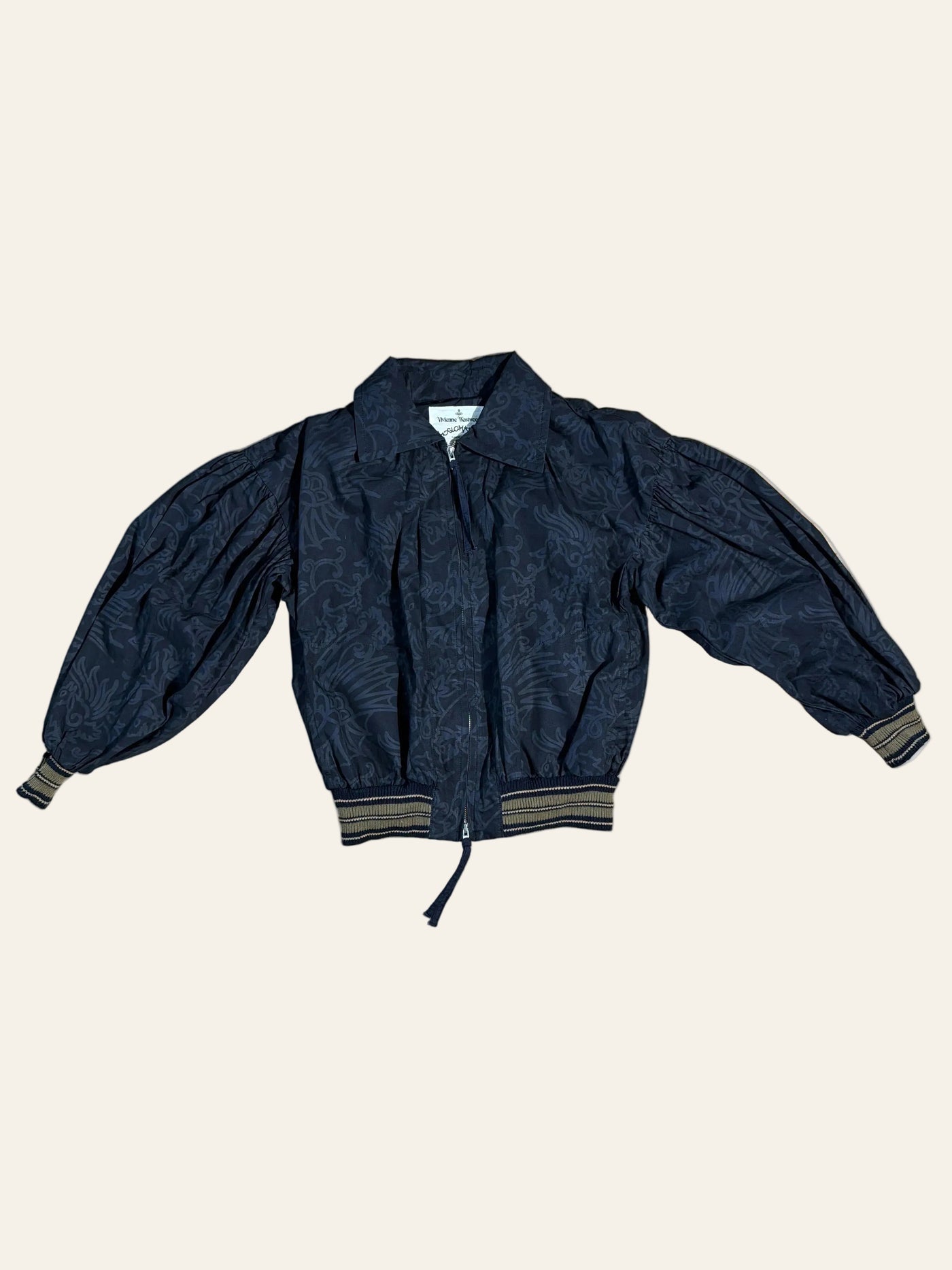 Vivienne Westwood Anglomania Japan Navy Jacquard Puff Sleeve Blouson Jacket