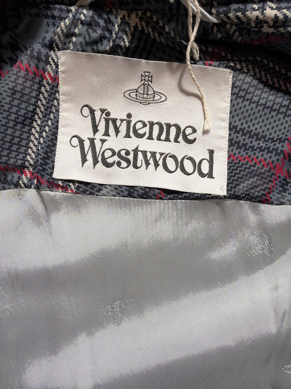 Vivienne Westwood Grey Glen Plaid Drunk Bomber Jacket