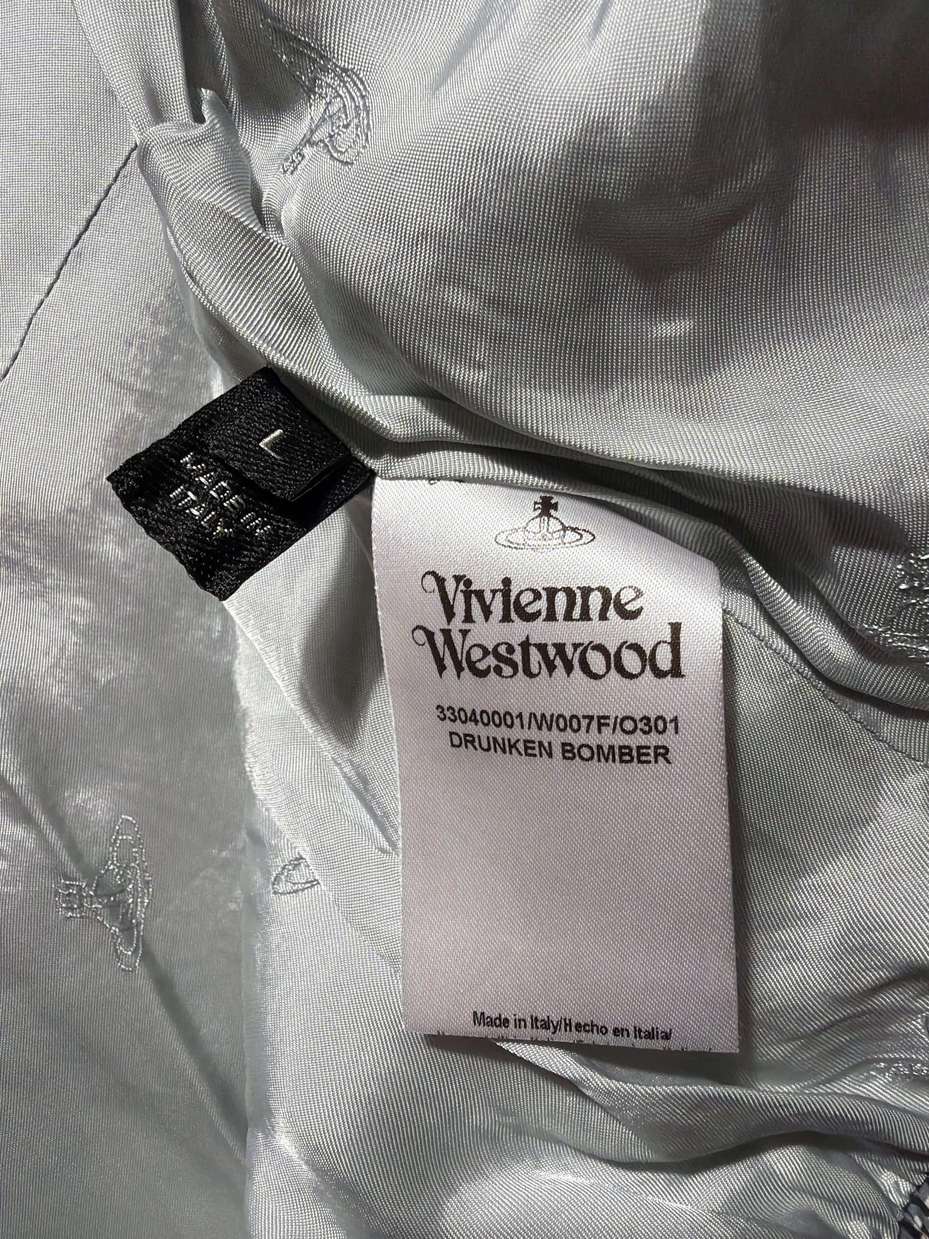 Vivienne Westwood Grey Glen Plaid Drunk Bomber Jacket