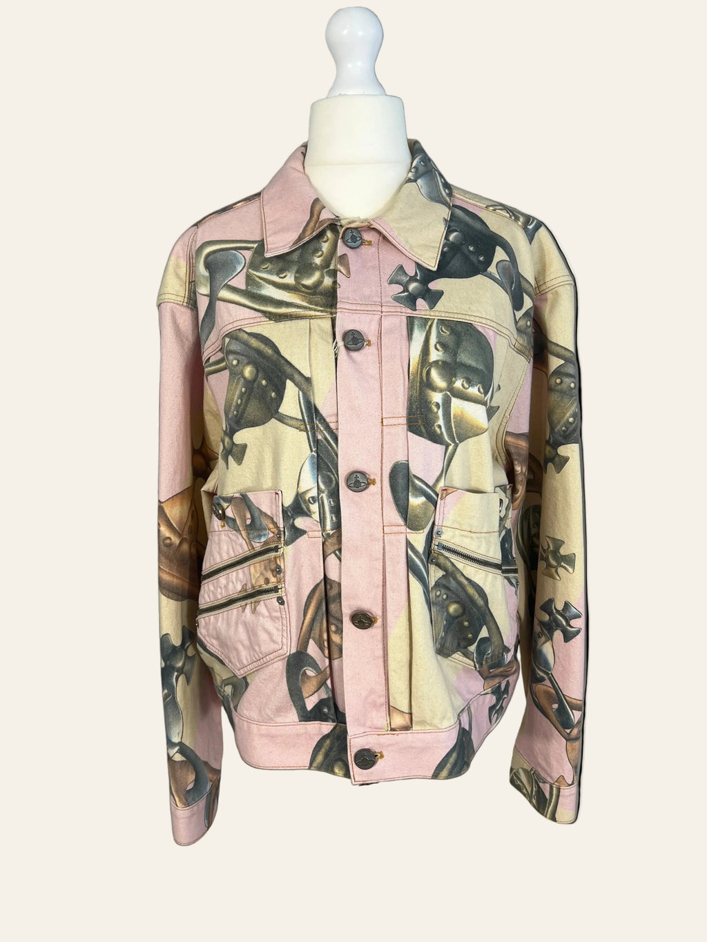 Vivienne Westwood Crazy Orb Printed Marlene Cropped Denim Jacket