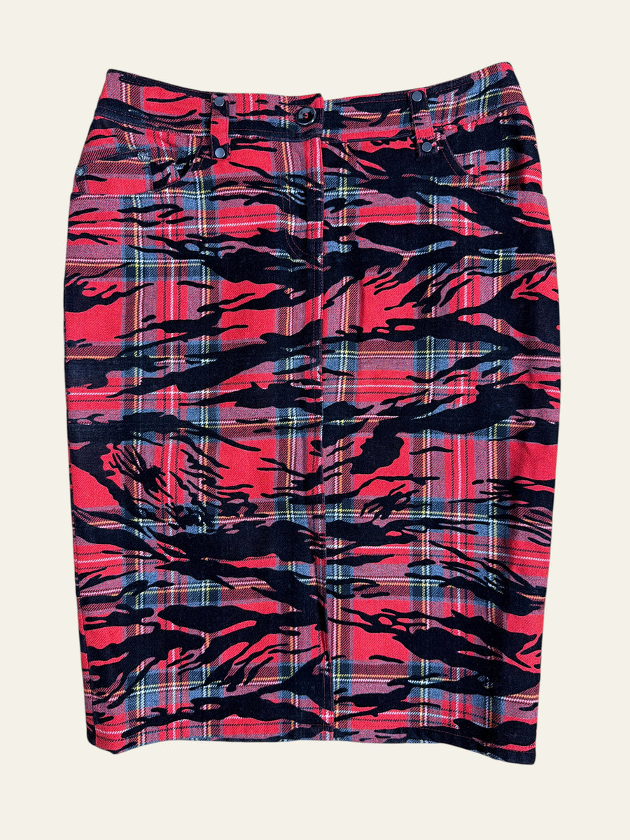 90s Vintage VERSUS Versace Tartan Tiger Print Mini Skirt