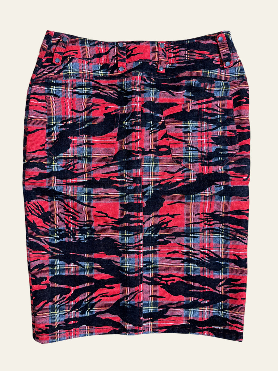 90s Vintage VERSUS Versace Tartan Tiger Print Mini Skirt
