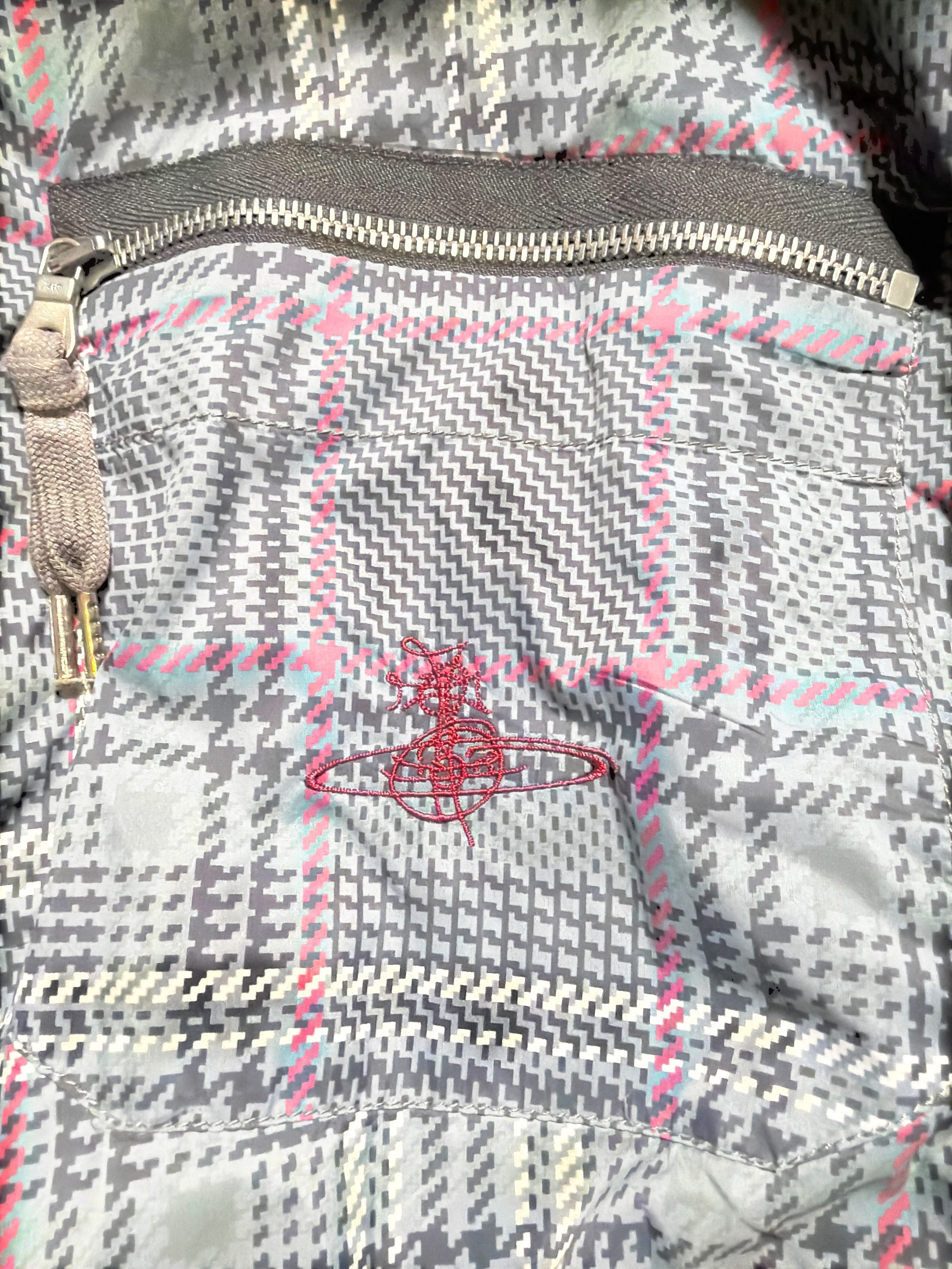 Vivienne Westwood Grey Glen Plaid Drunk Bomber Jacket
