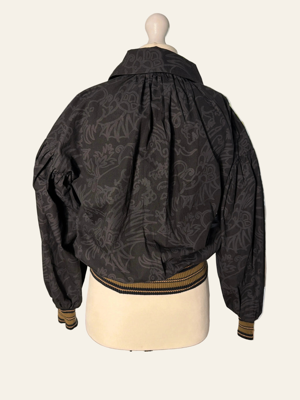 Vivienne Westwood Anglomania Japan Navy Jacquard Puff Sleeve Blouson Jacket