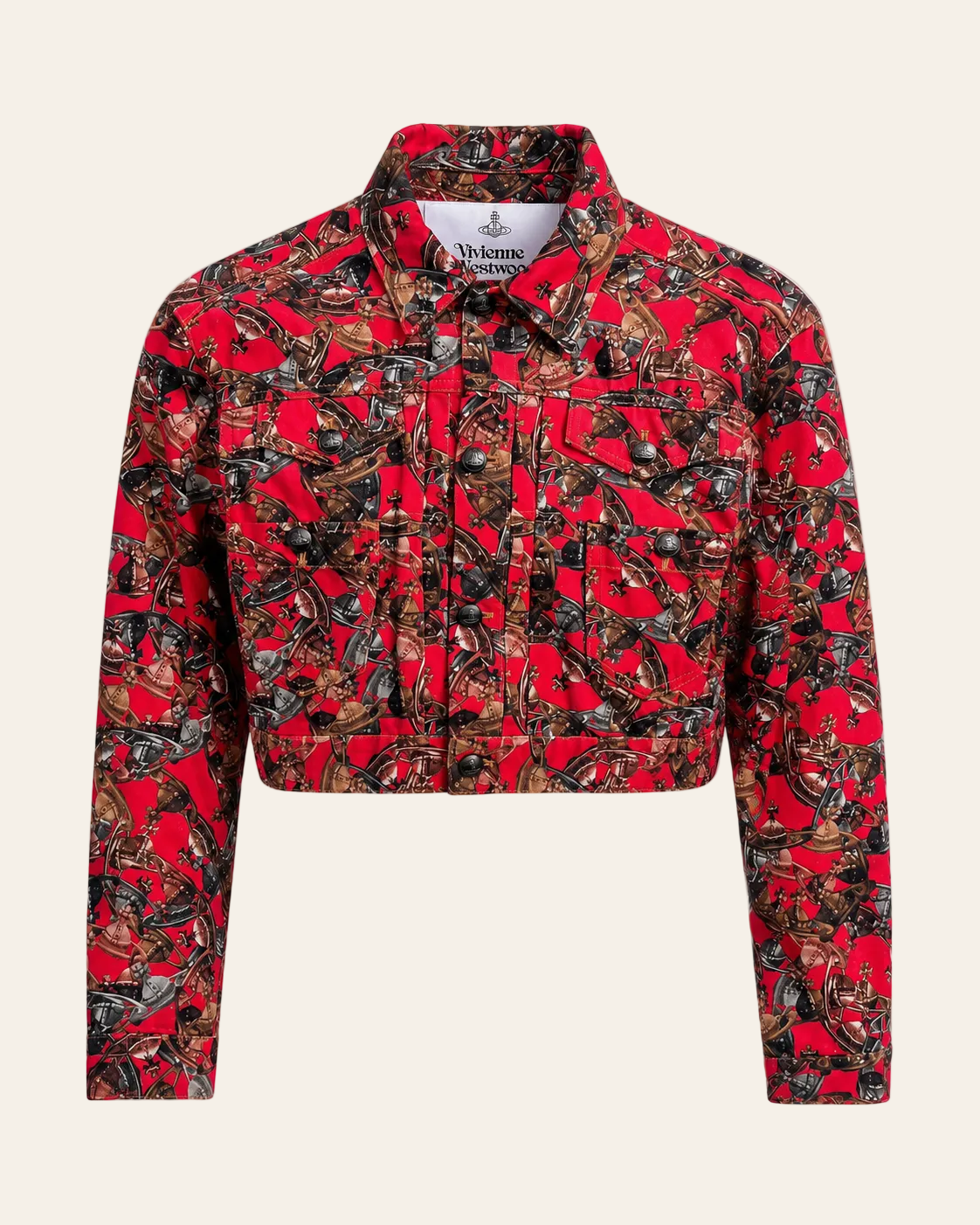 Vivienne Westwood Marlene Cropped Denim Jacket – Crazy Orb Print