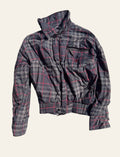 Vivienne Westwood Grey Glen Plaid Drunk Bomber Jacket