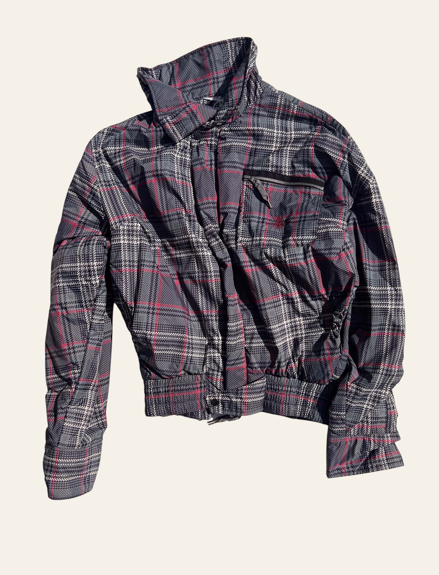 Vivienne Westwood Grey Glen Plaid Drunk Bomber Jacket