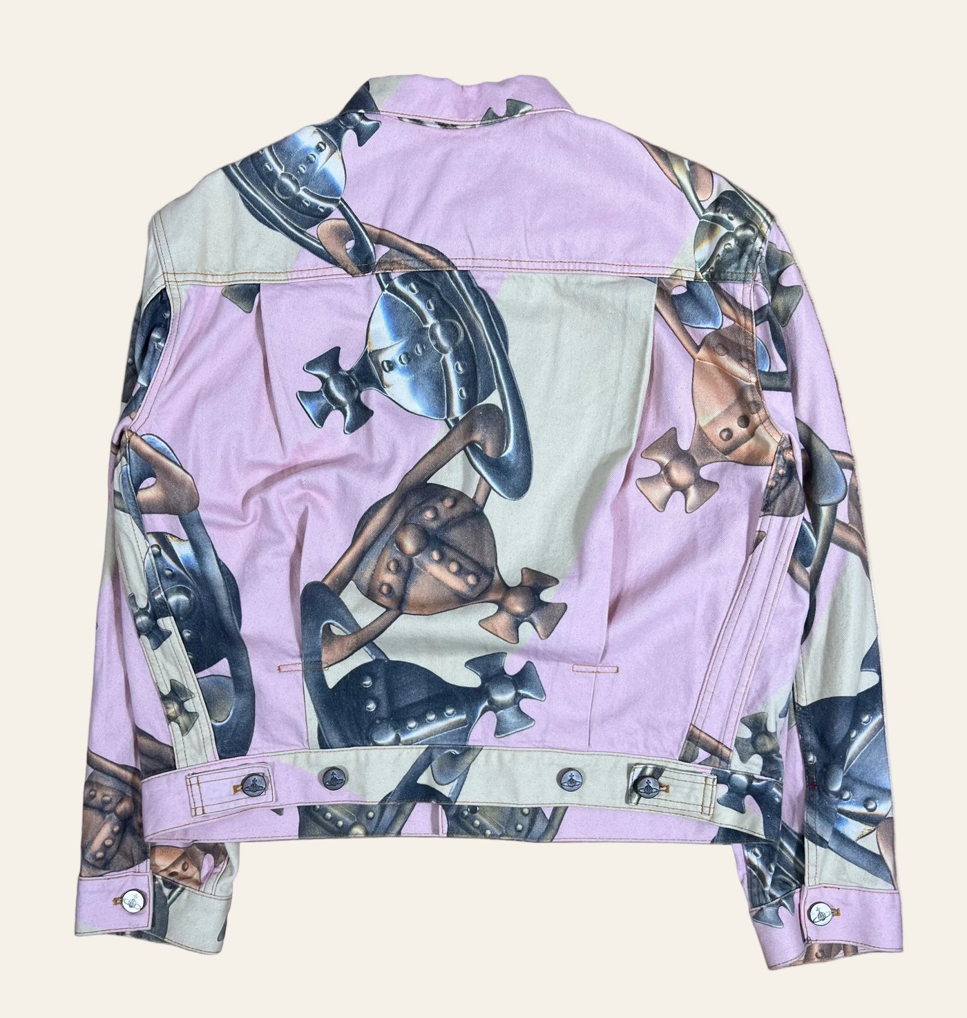 Vivienne Westwood Crazy Orb Printed Marlene Cropped Denim Jacket