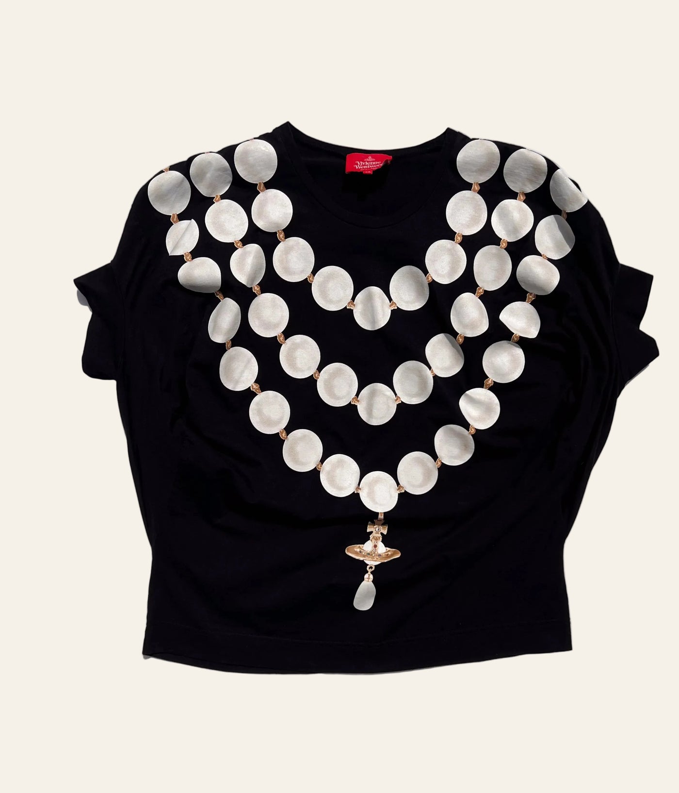 Vivienne Westwood Red Label Pearl Necklace Orb Print Top
