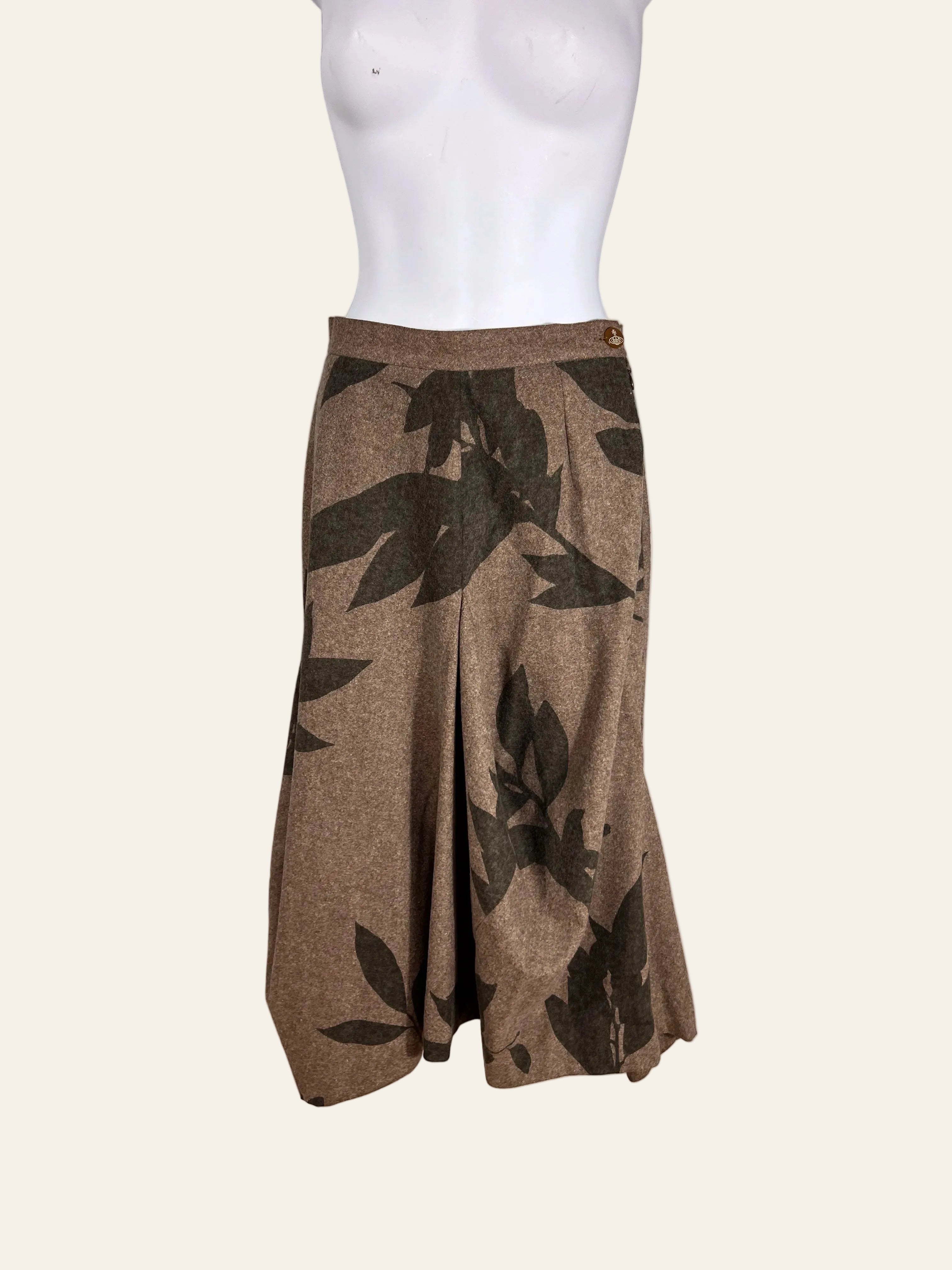 Vivienne Westwood REDLABEL orb skirtブラウン Vivienne Westwood Red Label Brown Wool Leaf Print Skirt Suit Set