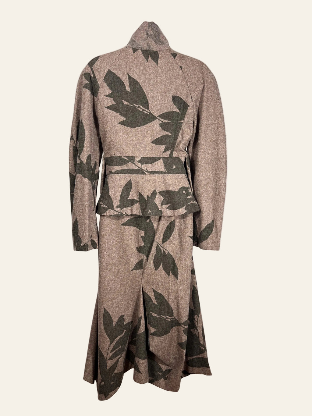 Vivienne Westwood Red Label Brown Wool Leaf Print Skirt Suit Set