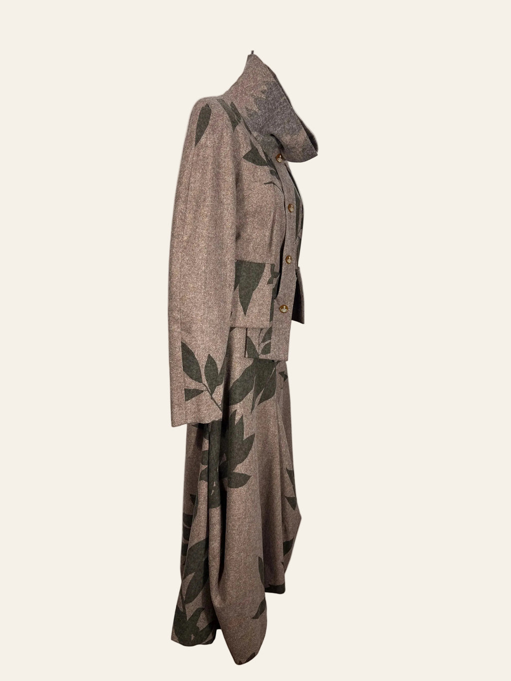Vivienne Westwood Red Label Brown Wool Leaf Print Skirt Suit Set