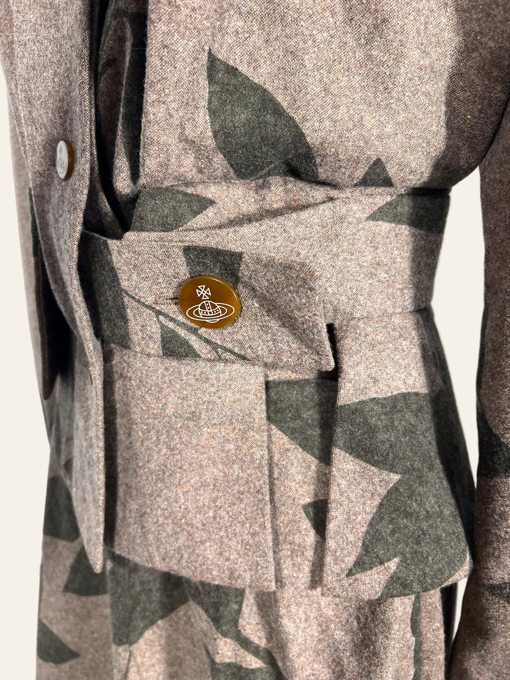 Vivienne Westwood Red Label Brown Wool Leaf Print Skirt Suit Set