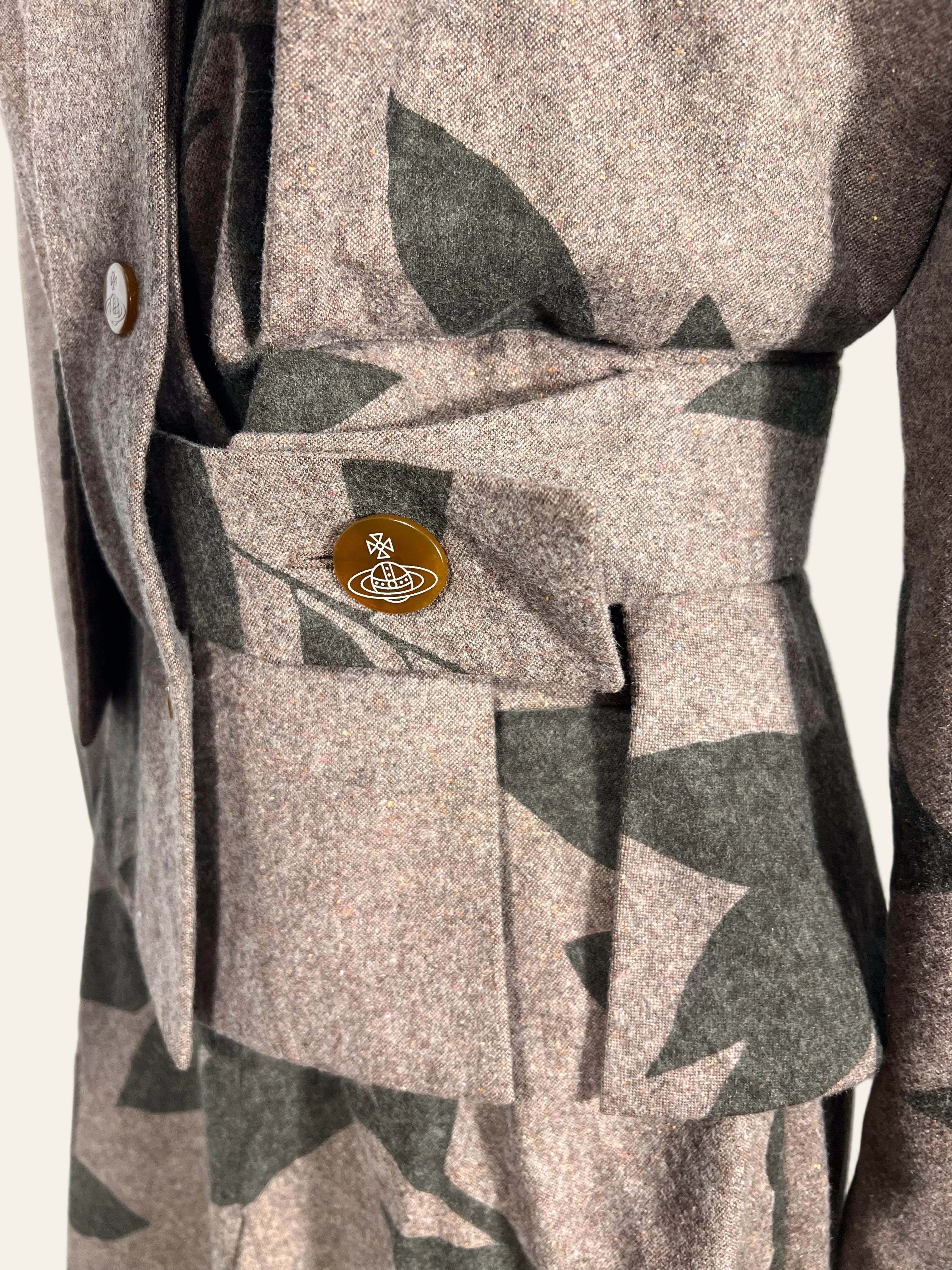 Vivienne Westwood Red Label Brown Wool Leaf Print Skirt Suit Set