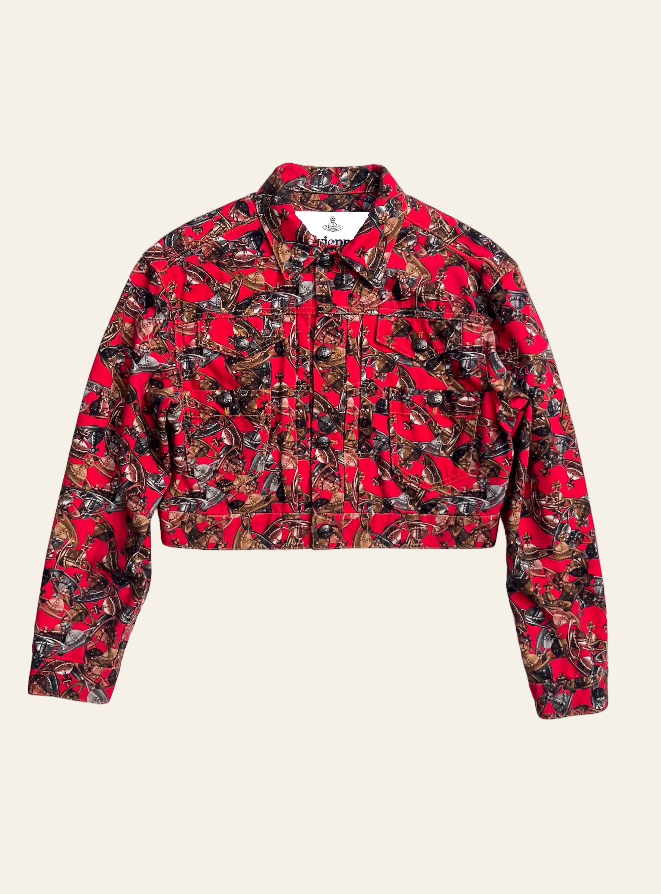 Vivienne Westwood Marlene Cropped Denim Jacket – Crazy Orb Print