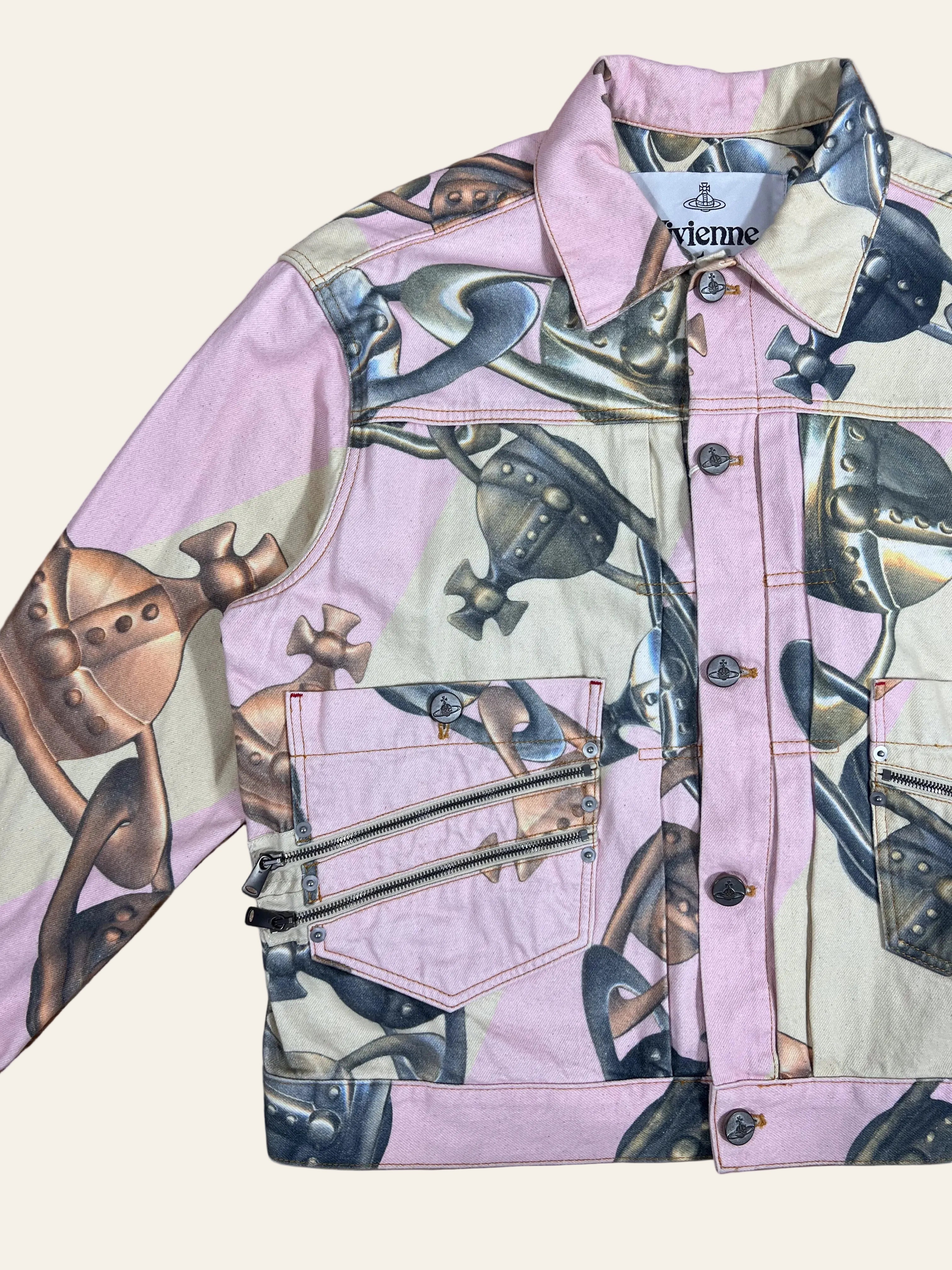 Vivienne Westwood Crazy Orb Printed Marlene Cropped Denim Jacket