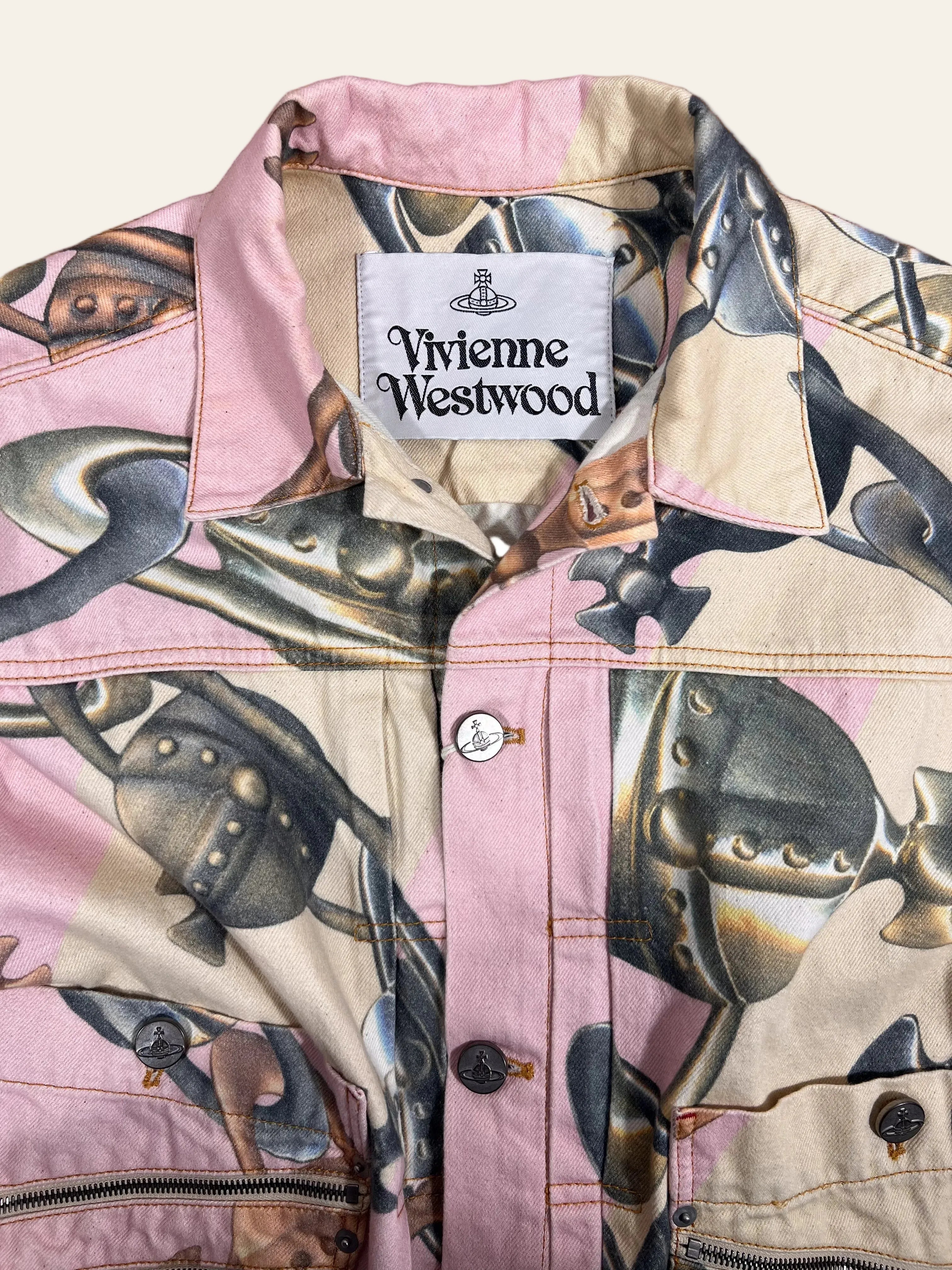 Vivienne Westwood Crazy Orb Printed Marlene Cropped Denim Jacket