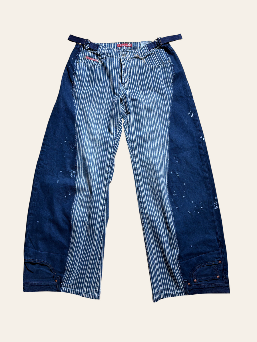 Lolly & Lotus Freedom Reworked Vintage Stripped Upside down Jeans