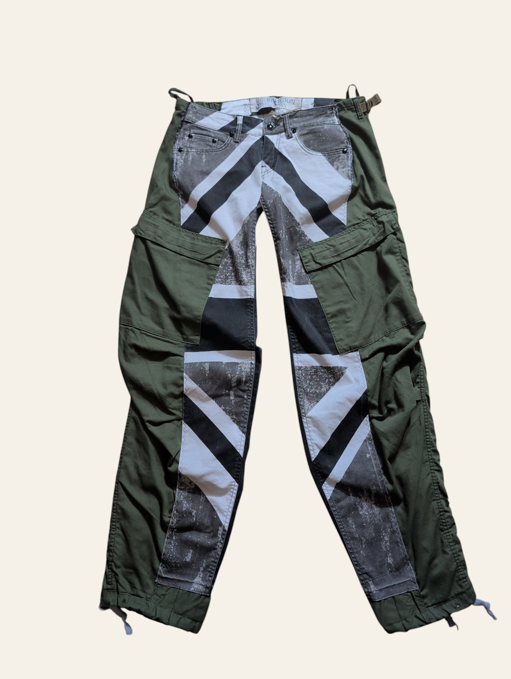 Lolly & Lotus Freedom Reworked Black and White Union Jack army pants