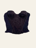 Lolly and Lotus Vivienne Westwood black brocade corset top with moulded cups and structured boning.