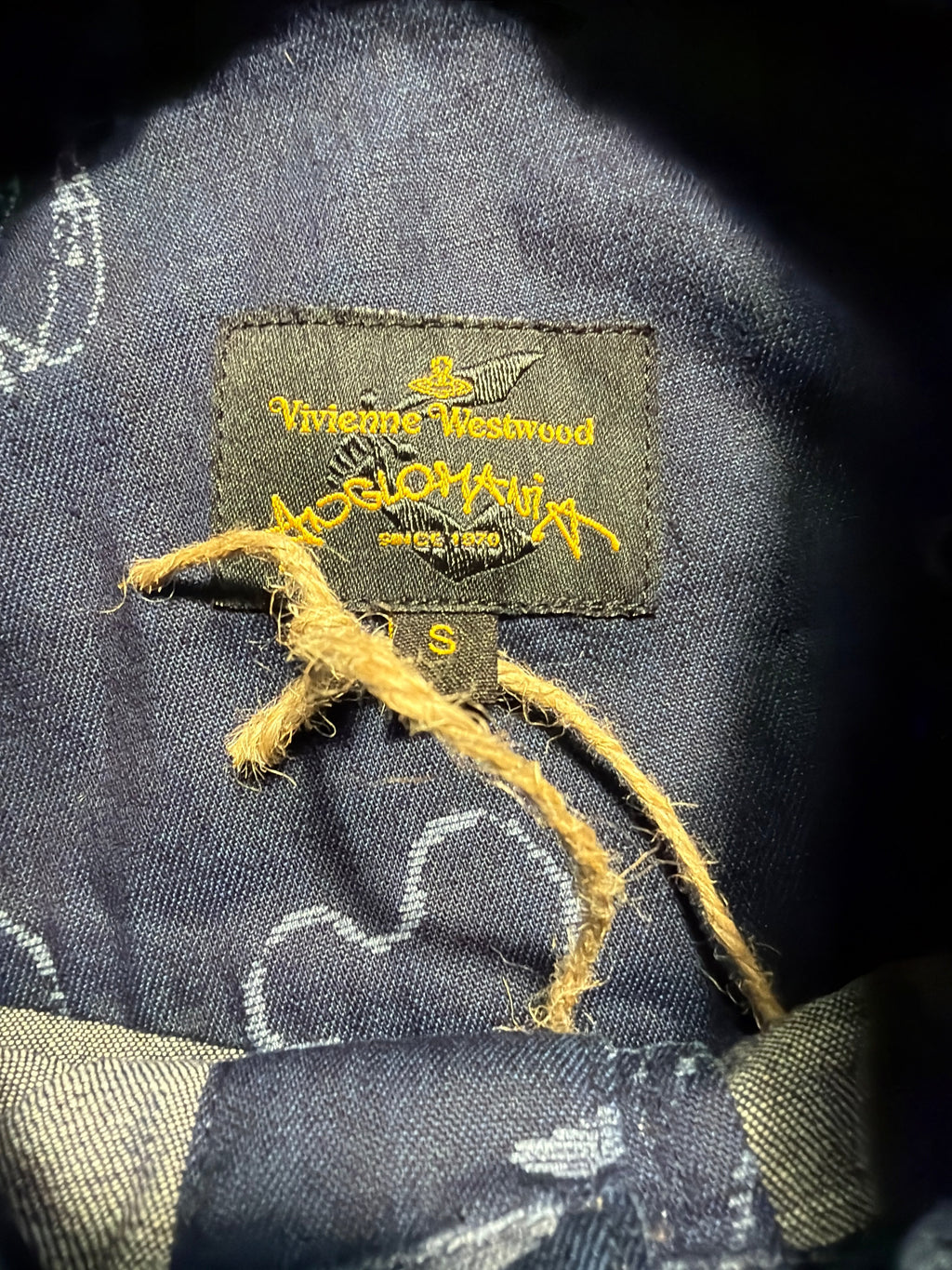 Lolly and Lotus Vivienne Westwood Anglomania deconstructed denim shirt label with size small tag