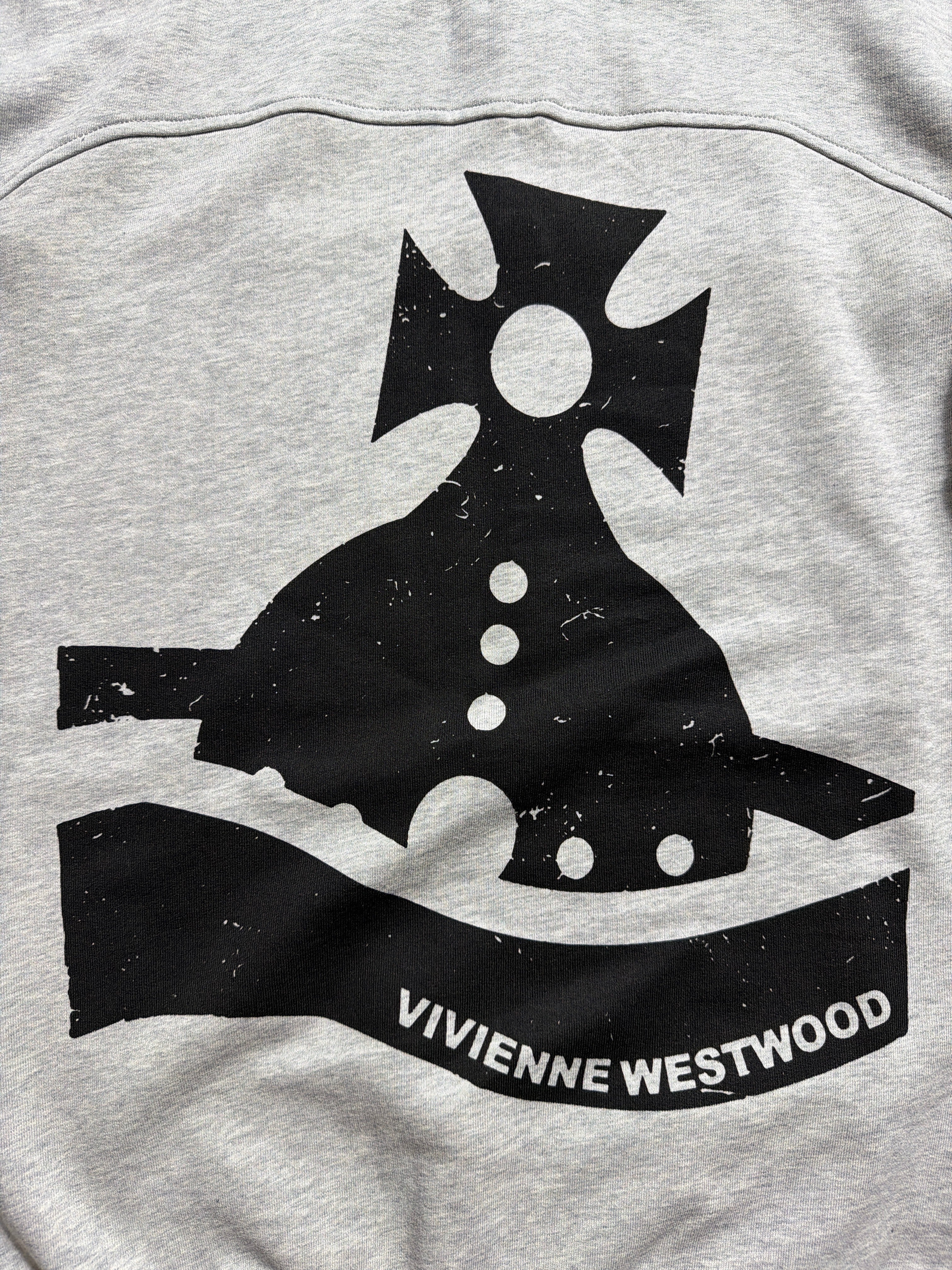 Lolly and Lotus grey Vivienne Westwood Sunken Sander sweatshirt featuring a distressed black orb logo graphic