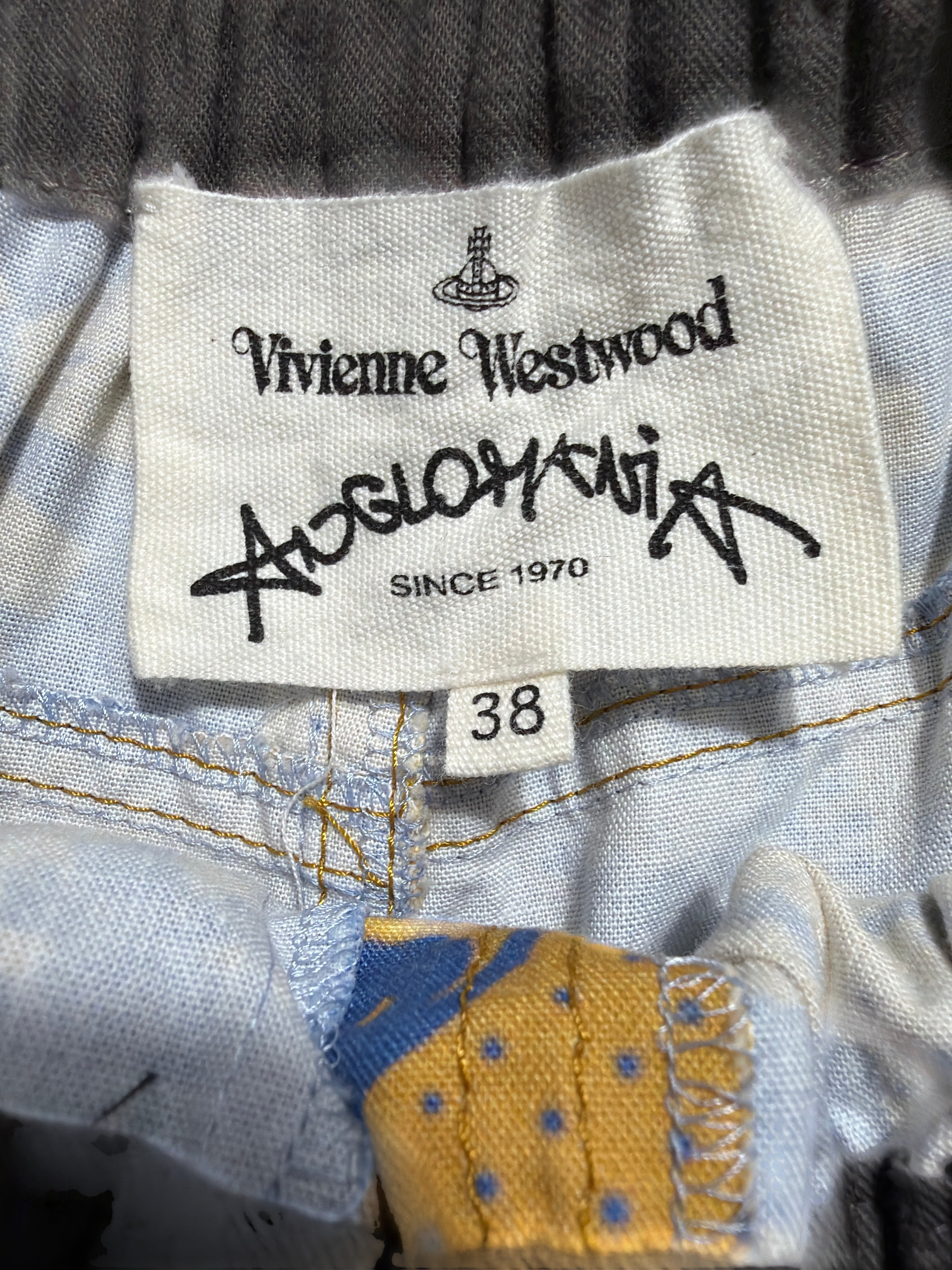 Lolly and Lotus Vivienne Westwood Anglomania shirt interior label showing size 38 and brand logo