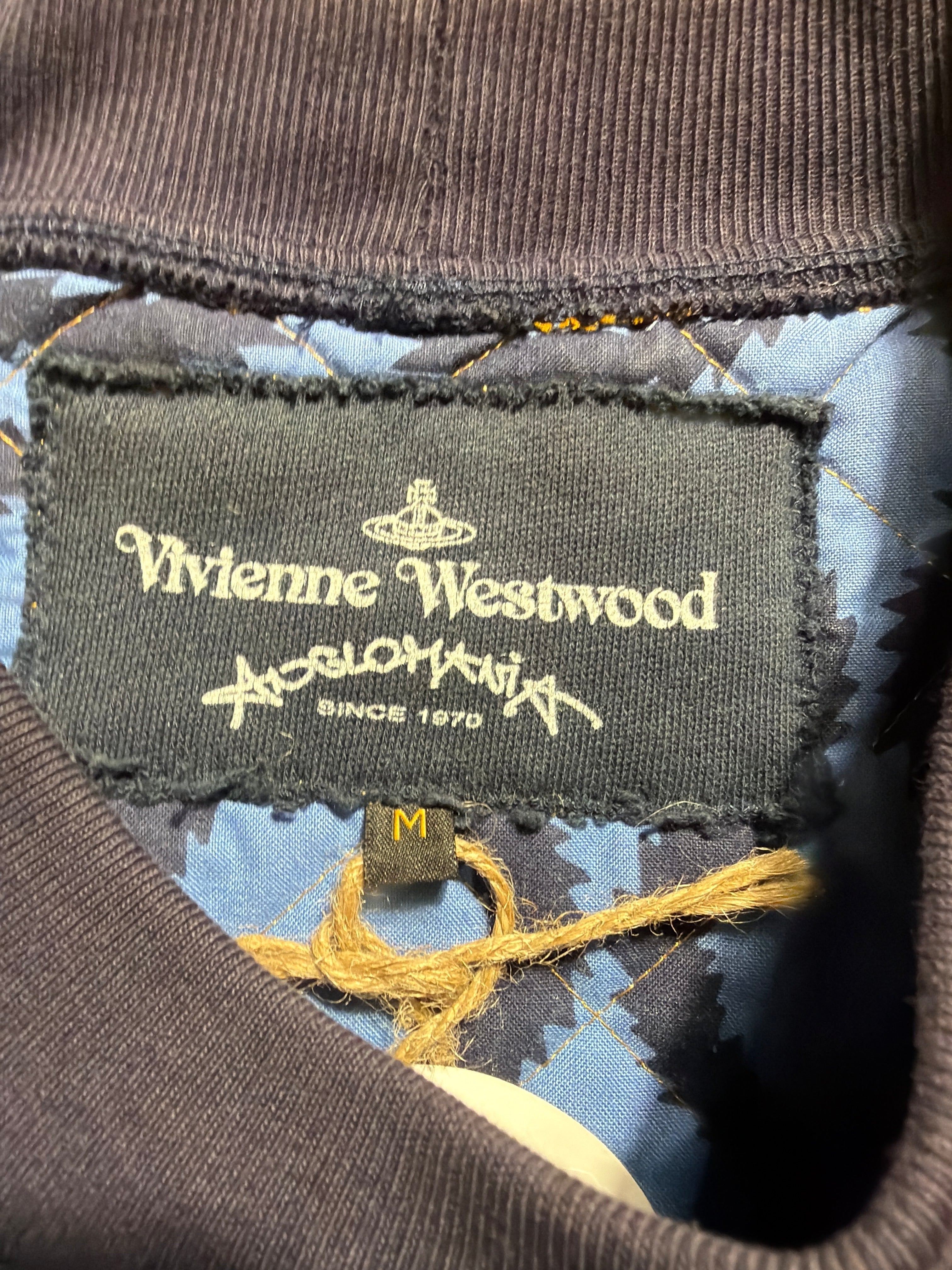 Lolly and Lotus Vivienne Westwood Anglomania navy sweatshirt label with size M tag and quilted interior lining