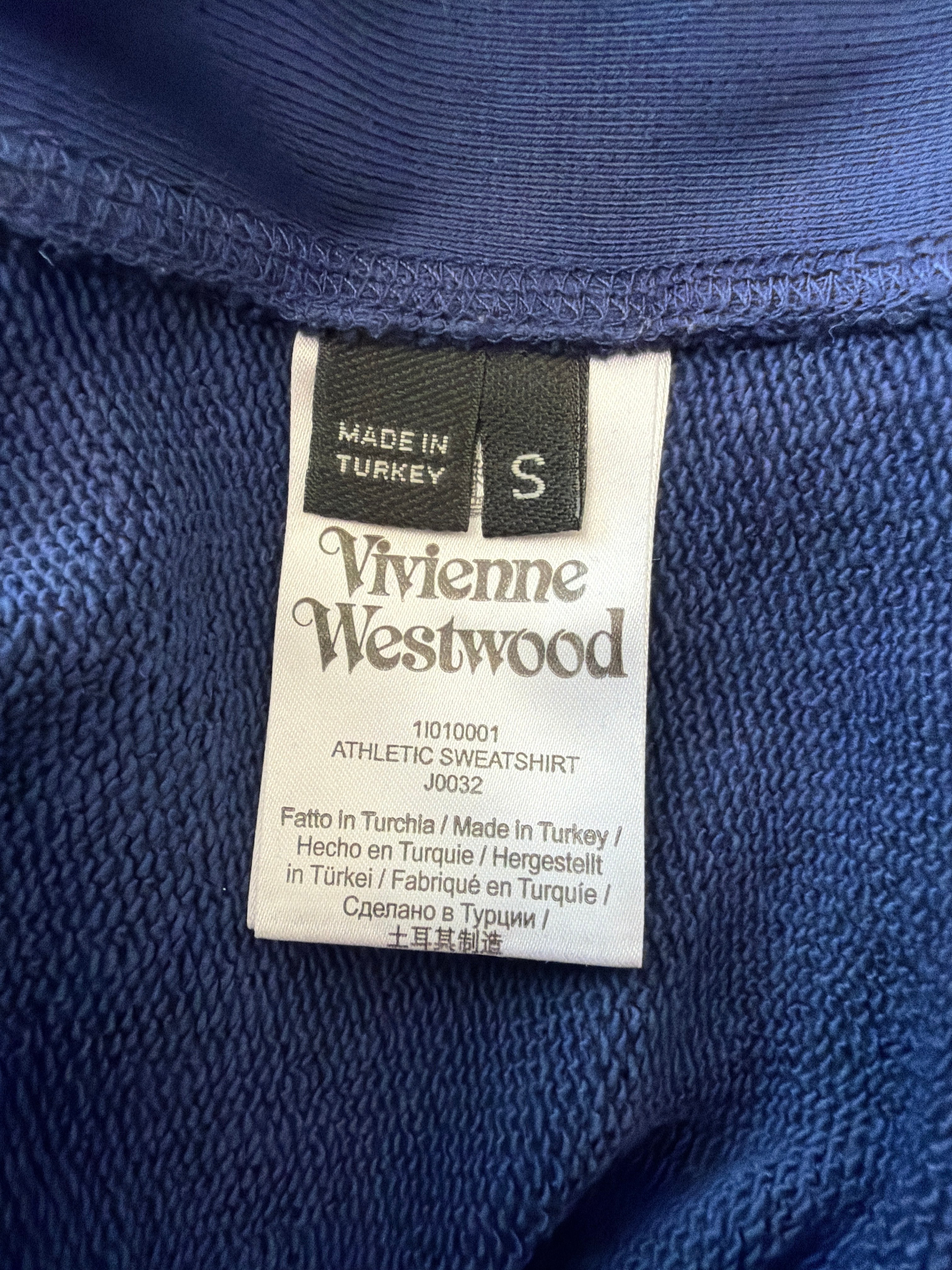 Lolly and Lotus Vivienne Westwood blue cropped sweatshirt size small label detail