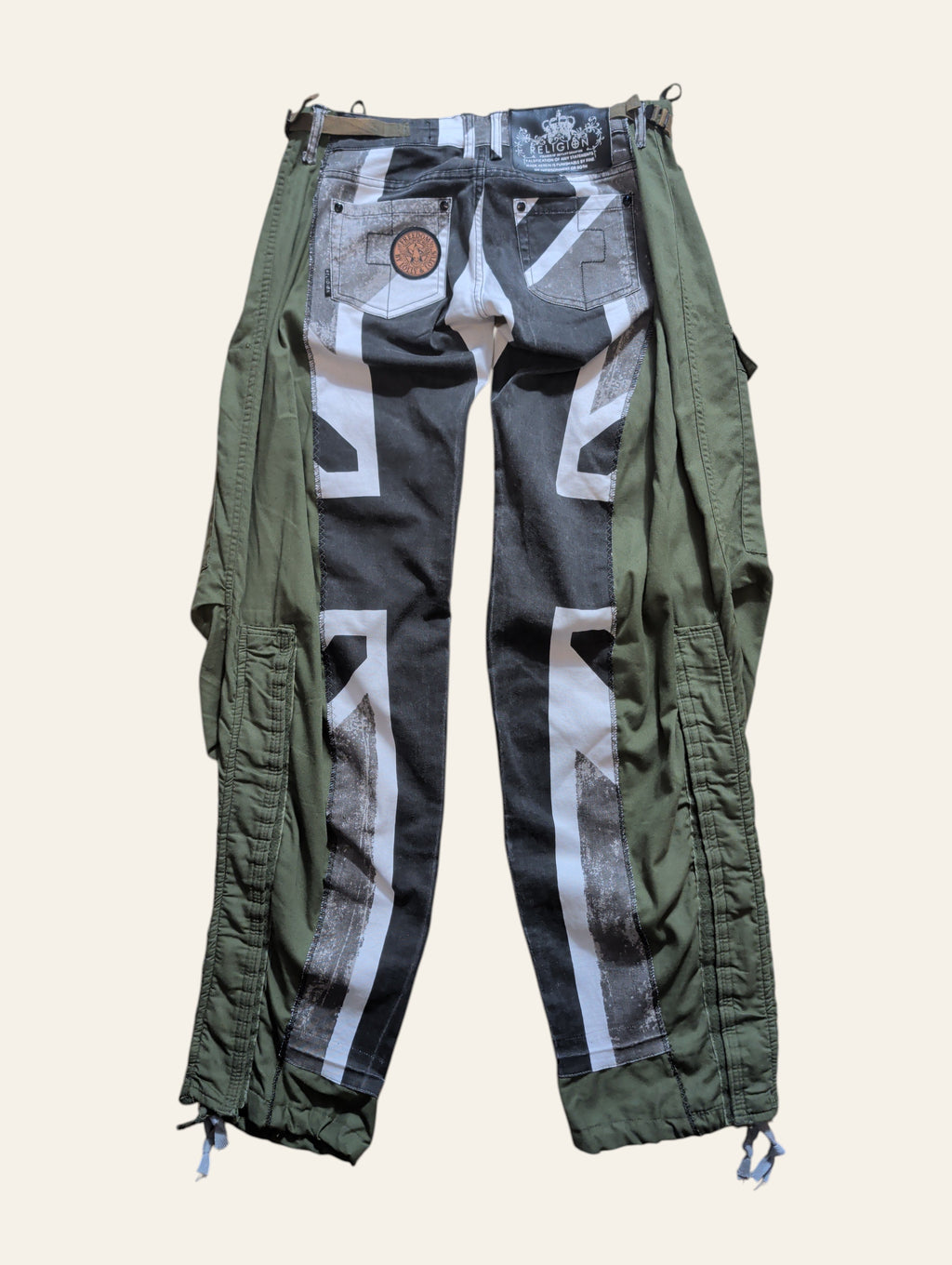 Lolly & Lotus Freedom Reworked Black and White Union Jack army pants