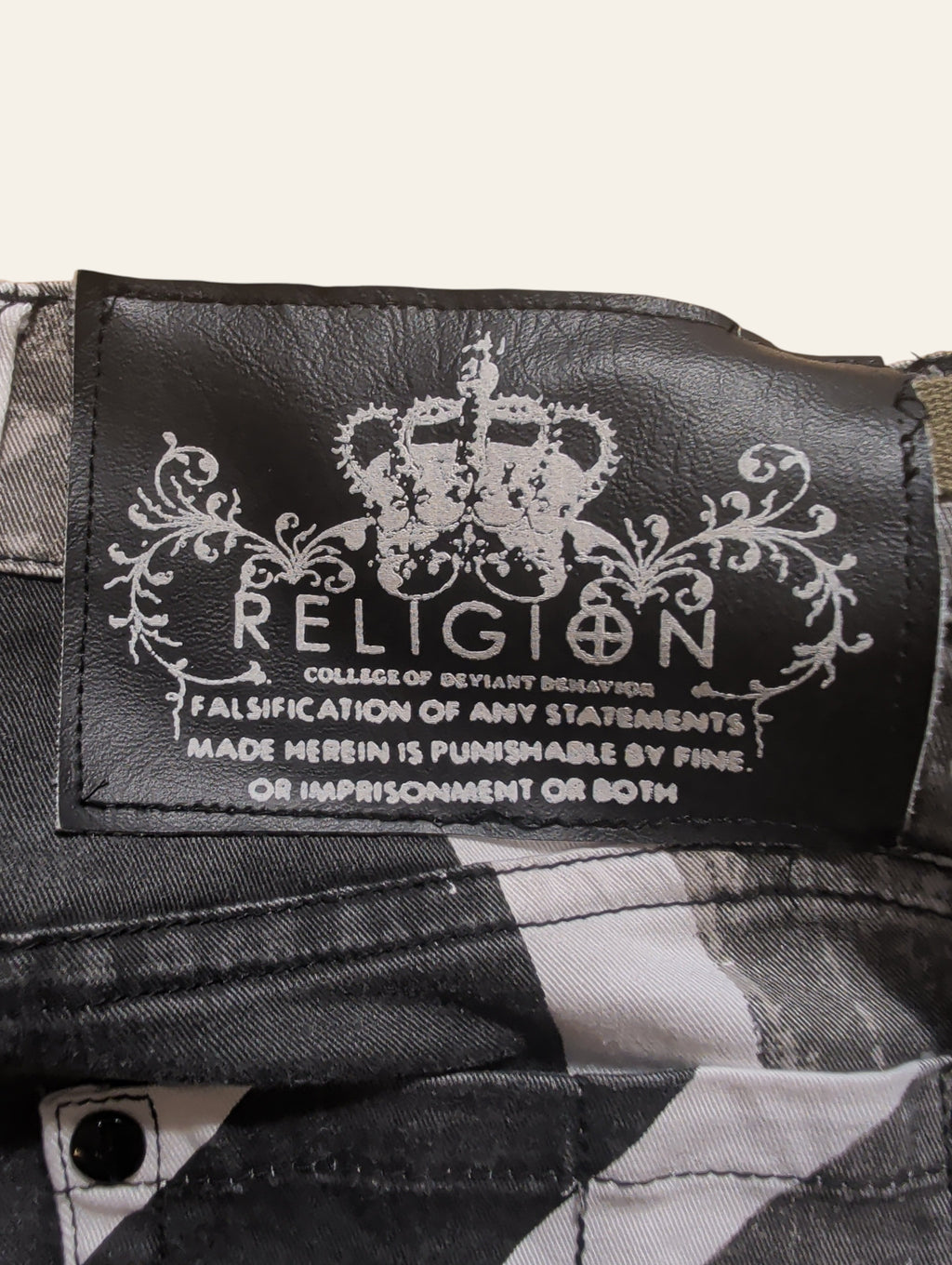 Lolly & Lotus Freedom Reworked Black and White Union Jack army pants