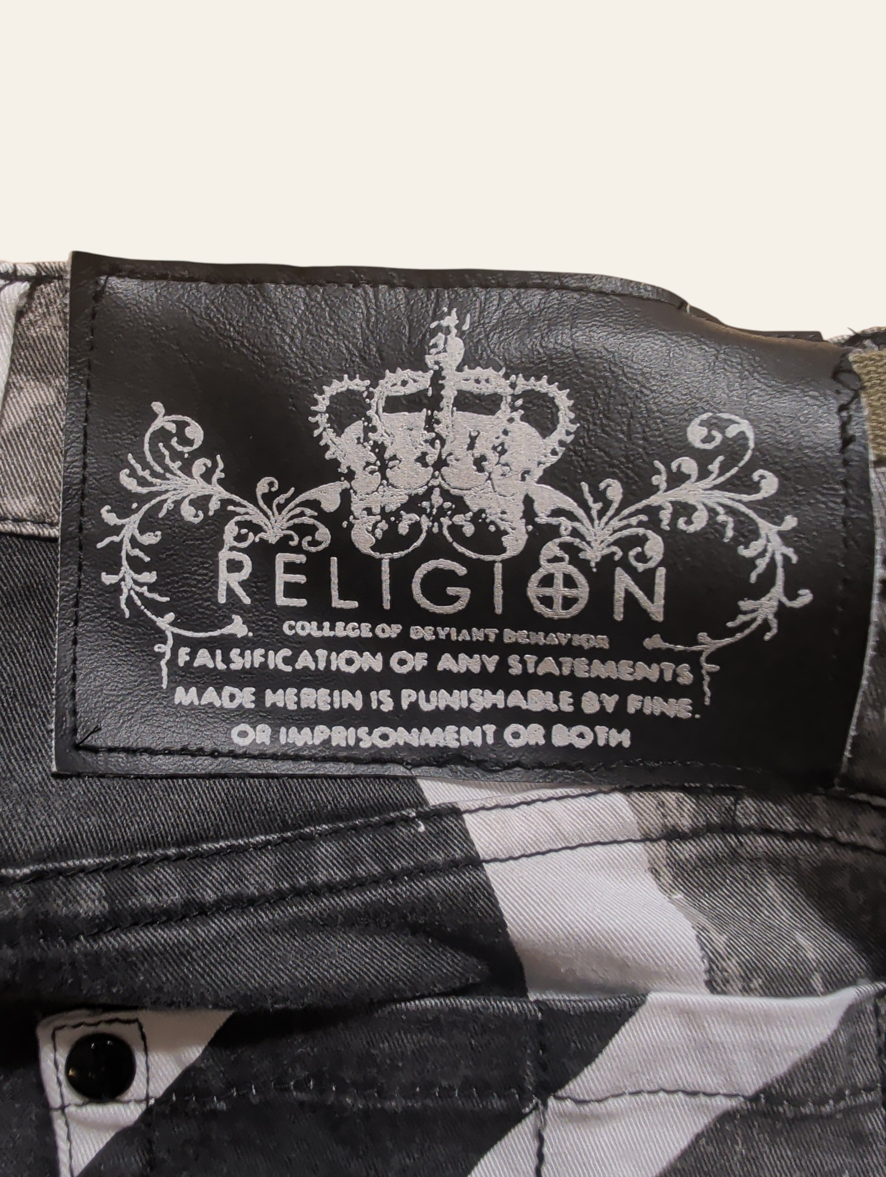 Lolly & Lotus Freedom Reworked Black and White Union Jack army pants