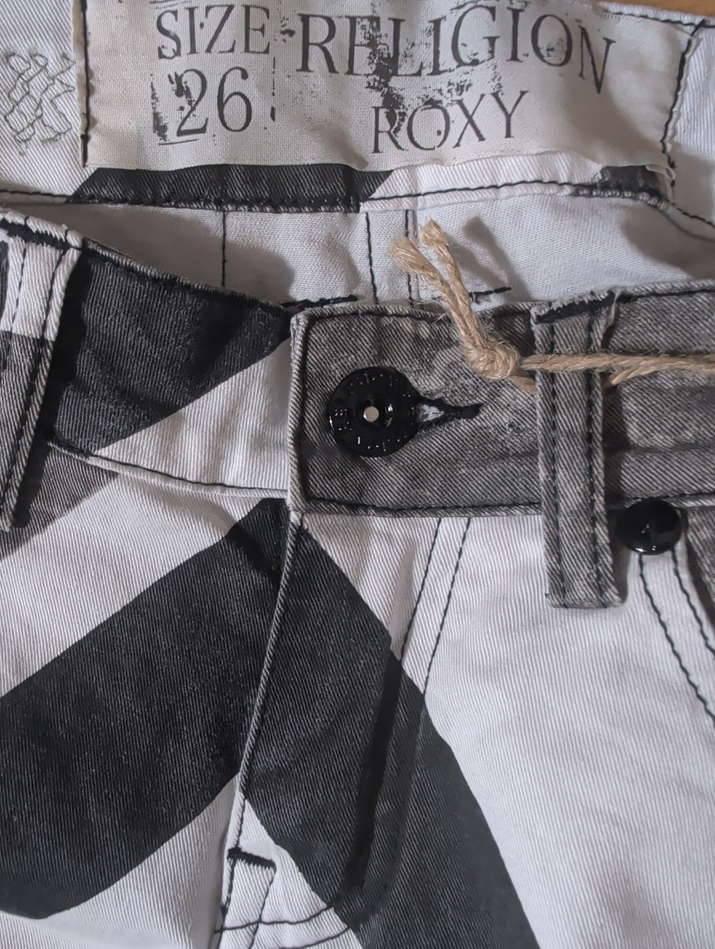 Lolly & Lotus Freedom Reworked Black and White Union Jack army pants