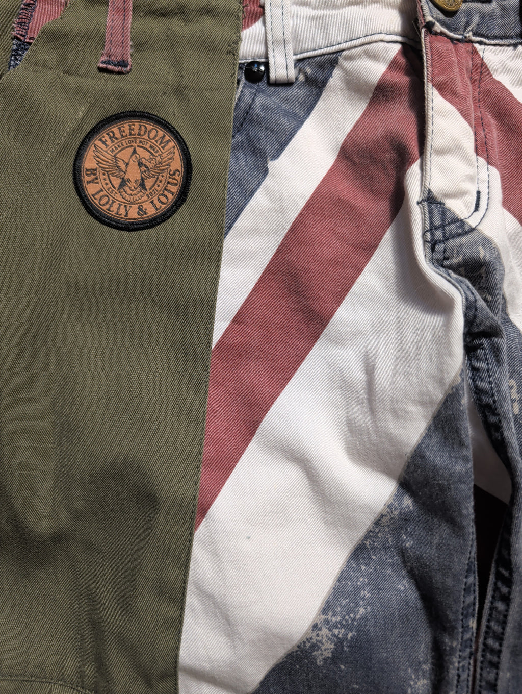 Lolly & Lotus Freedom Reworked Army Union Jack Jeans