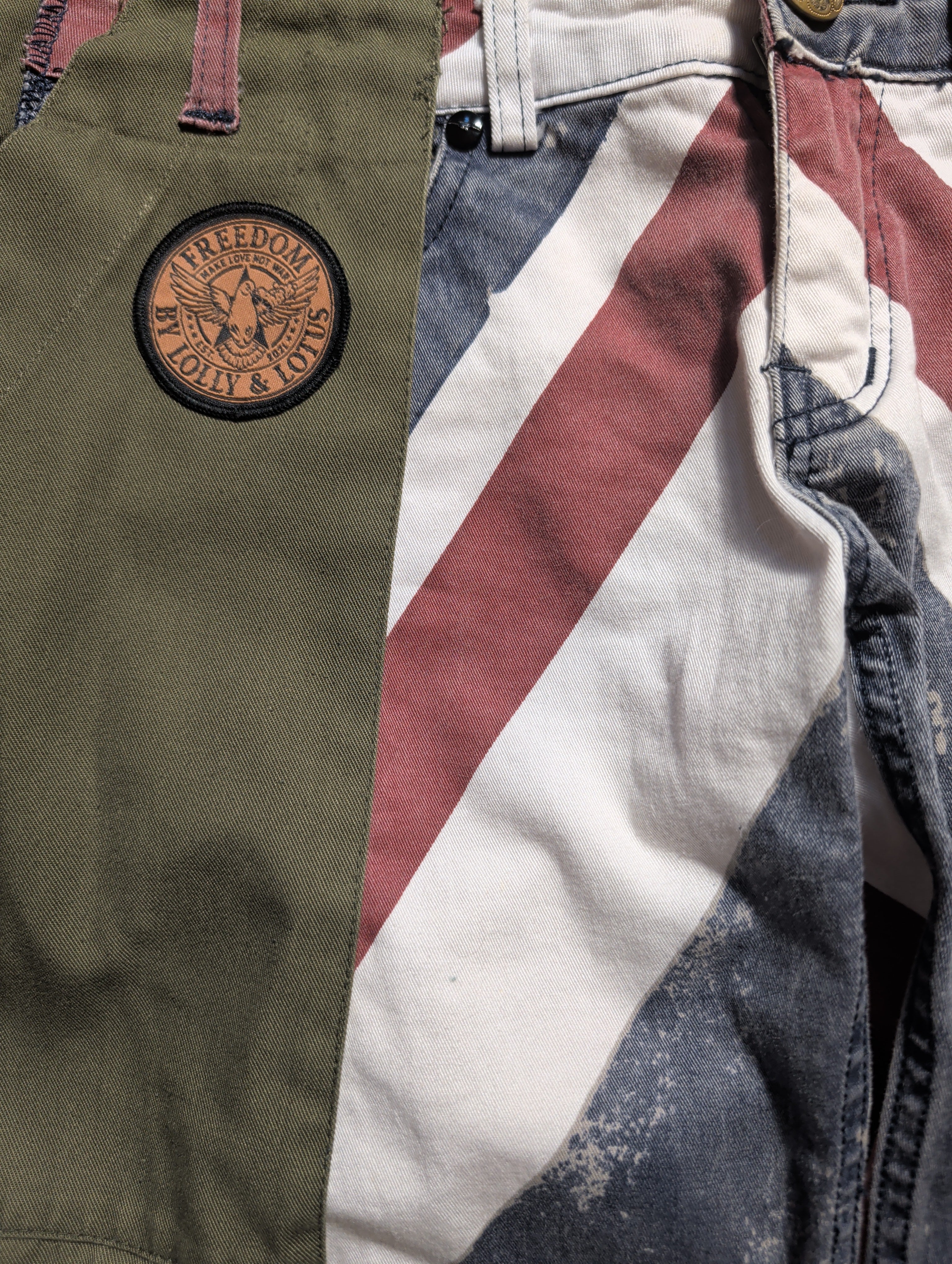 Lolly & Lotus Freedom Reworked Army Union Jack Jeans