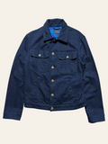 Vivienne Westwood Anglomania dark washed trucker jacket, flat front view.