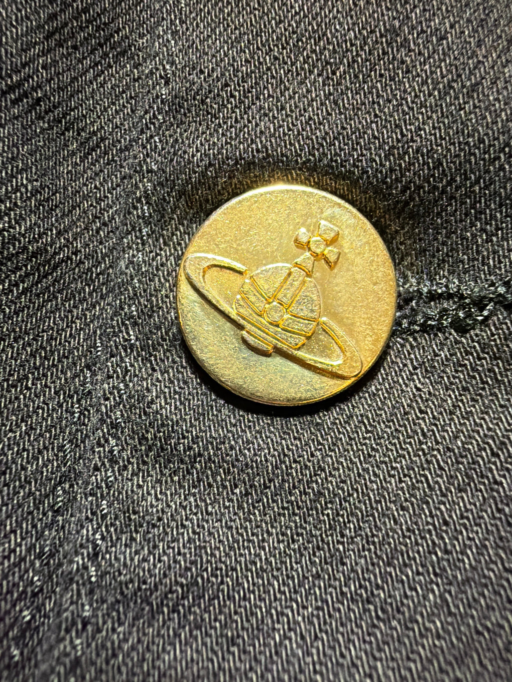 Vivienne Westwood Anglomania jacket, gold-tone Orb button detail.