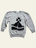 grey Vivienne Westwood Sunken Sander sweatshirt with black graphic orb logo print.